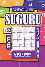 Sudoku Suguru - 200 Easy to Master Puzzles 11x11 (Volume 32)
