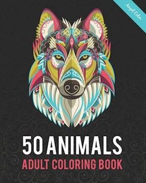 50 Animals Adult Coloring Book