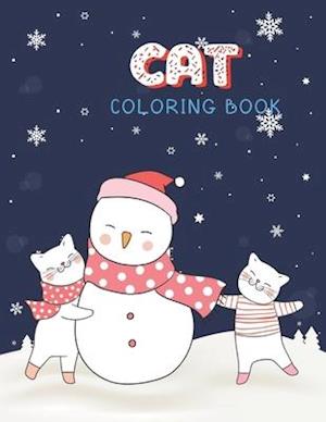 Cat Coloring Book: Cute Cats & Kittens Christmas Coloring Page for Kids & Cats Lover in Winter Theme