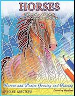 Horses Jumbo Adult Coloring Book - Horses and Ponies Grazing and Racing Color By Number