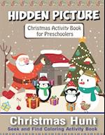 Hidden Picture Christmas Activity Books for Preschoolers, Christmas Hunt Seek And Find Coloring Activity Book