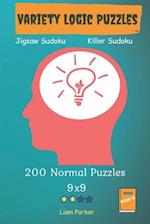 Variety Logic Puzzles - Jigsaw Sudoku, Killer Sudoku 200 Normal Puzzles 9x9 Book 18