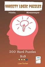 Variety Logic Puzzles - Hidoku, Minesweeper 200 Hard Puzzles 9x9 Book 23