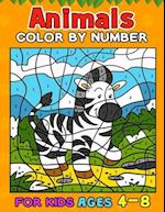 Animals Color by Number Books For Kids Ages 4-8