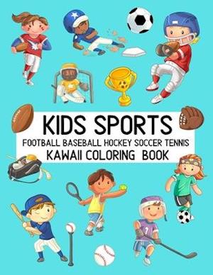 Kids Sports Kawaii Coloring Book Football Baseball Hockey Soccer Tennis