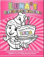 Luna's Birthday Coloring Book Kids Personalized Books