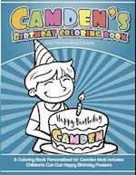 Camden's Birthday Coloring Book Kids Personalized Books