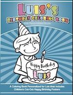 Luis' Birthday Coloring Book Kids Personalized Books