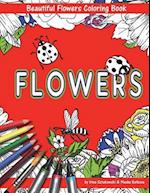Beautiful Flowers with Bees and Ladybugs Coloring Book for Children