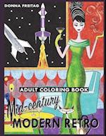 Mid-Century Modern Retro Adult Coloring Book