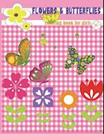 Flowers & Butterflies Coloring book for girls