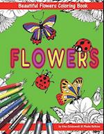 Beautiful Flowers with Ladybugs and Butterflies Coloring Book for Children