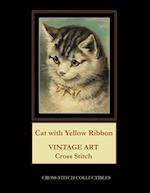 Cat with Yellow Ribbon: Vintage Art Cross Stitch Pattern 