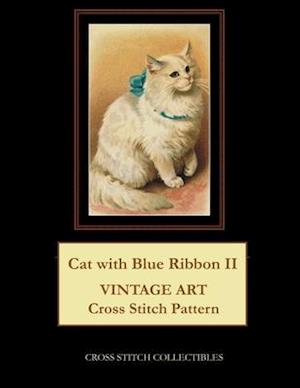 Cat with Blue Ribbon II: Vintage Art Cross Stitch Pattern