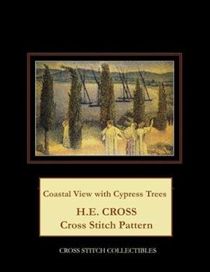 Coastal View with Cypress Trees: H.E. Cross cross stitch pattern