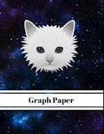 Graph Paper White Kitty in Galaxy