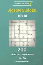 Puzzles for Brain - Jigsaw Sudoku 200 Hard to Expert Puzzles 10x10 Vol. 16