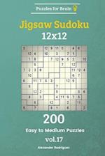 Puzzles for Brain - Jigsaw Sudoku 200 Easy to Medium Puzzles 12x12 Vol. 17