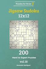 Puzzles for Brain - Jigsaw Sudoku 200 Hard to Expert Puzzles 12x12 Vol. 18
