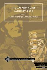 Indian Army List January 1919 - Volume 1