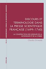 Discours Et Terminologie Dans La Presse Scientifique Française (1699-1740)