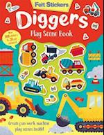 Felt Stickers Diggers Play Scene Book