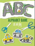 ABC Alphabet Game. Cut and Play: Alphabet activity book for kids 2-7 years old. Cut Cars and Drive on the Roads in the form of Letters 