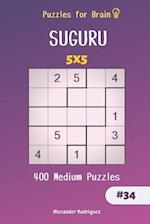 Puzzles for Brain - 400 Suguru Medium Puzzles 5x5 Vol.34