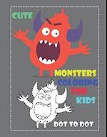 Cute Monsters Coloring for Kids Dot to Dot