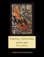 Fighting a Salamander : Asian Art Cross Stitch Pattern 