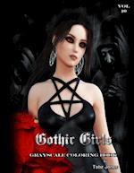 Gothic Girls Grayscale Coloring Book