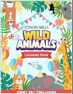 Wild Animals Scissors skills coloring book for kids 4-8