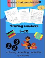 Tracing numbers 1-20, Practice Workbook for Kids