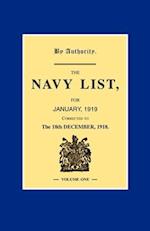 NAVY LIST JANUARY 1919 (Corrected to 18th December 1918 ) Volume 1 