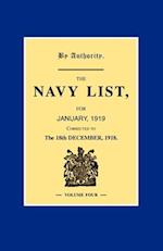 NAVY LIST JANUARY 1919 (Corrected to 18th December 1918 ) Volume 4 