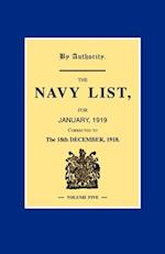 NAVY LIST JANUARY 1919 (Corrected to 18th December 1918 ) Volume 5 