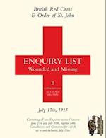 BRITISH RED CROSS & ORDER OF ST JOHN ENQUIRY LIST FOR WOUNDED AND MISSING