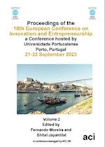 ECIE 2023-Proceedings of the 18th European Conference on Innovation and Entrepreneurship VOL 2