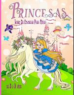 Princesas Libro De Colorear Para Niñas de 3 a 9 años