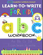 Learn to Write For Kids ABC Workbook
