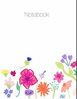 Notebook, Large, 8.5 X 11, Ruled + Grid Notes, Floral Cover Theme