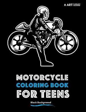 Motorcycle Coloring Book For Teens: Black Background