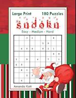 Large Print Sudoku - Christmas Edition - 180 Easy to Hard Puzzles
