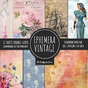 Ephemera Vintage Scrapbook Paper Pad 8x8 Scrapbooking Kit for Papercrafts, Cardmaking, DIY Crafts, Old Retro Theme, Decoupage Designs