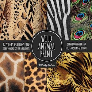 Wild Animal Print Scrapbook Paper Pad 8x8 Scrapbooking Kit for Papercrafts, Cardmaking, Printmaking, DIY Crafts, Nature Themed, Designs, Borders, Back