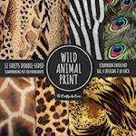 Wild Animal Print Scrapbook Paper Pad 8x8 Scrapbooking Kit for Papercrafts, Cardmaking, Printmaking, DIY Crafts, Nature Themed, Designs, Borders, Back