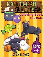 Halloween cute cats coloring book for kids ages 4-8