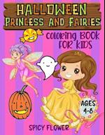Halloween princess and fairies coloring book for kids ages 4-8