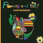 Flowers and Cats Coloring Book 