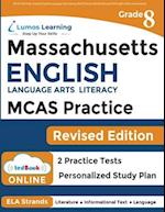 MCAS Test Prep: Grade 8 English Language Arts Literacy (ELA) Practice Workbook and Full-length Online Assessments: Next Generation Massachusetts Compr